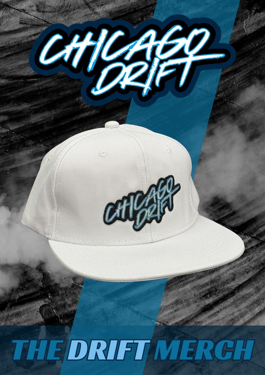 Snapback Chicagodrift Valkoinen (tekstilogo)